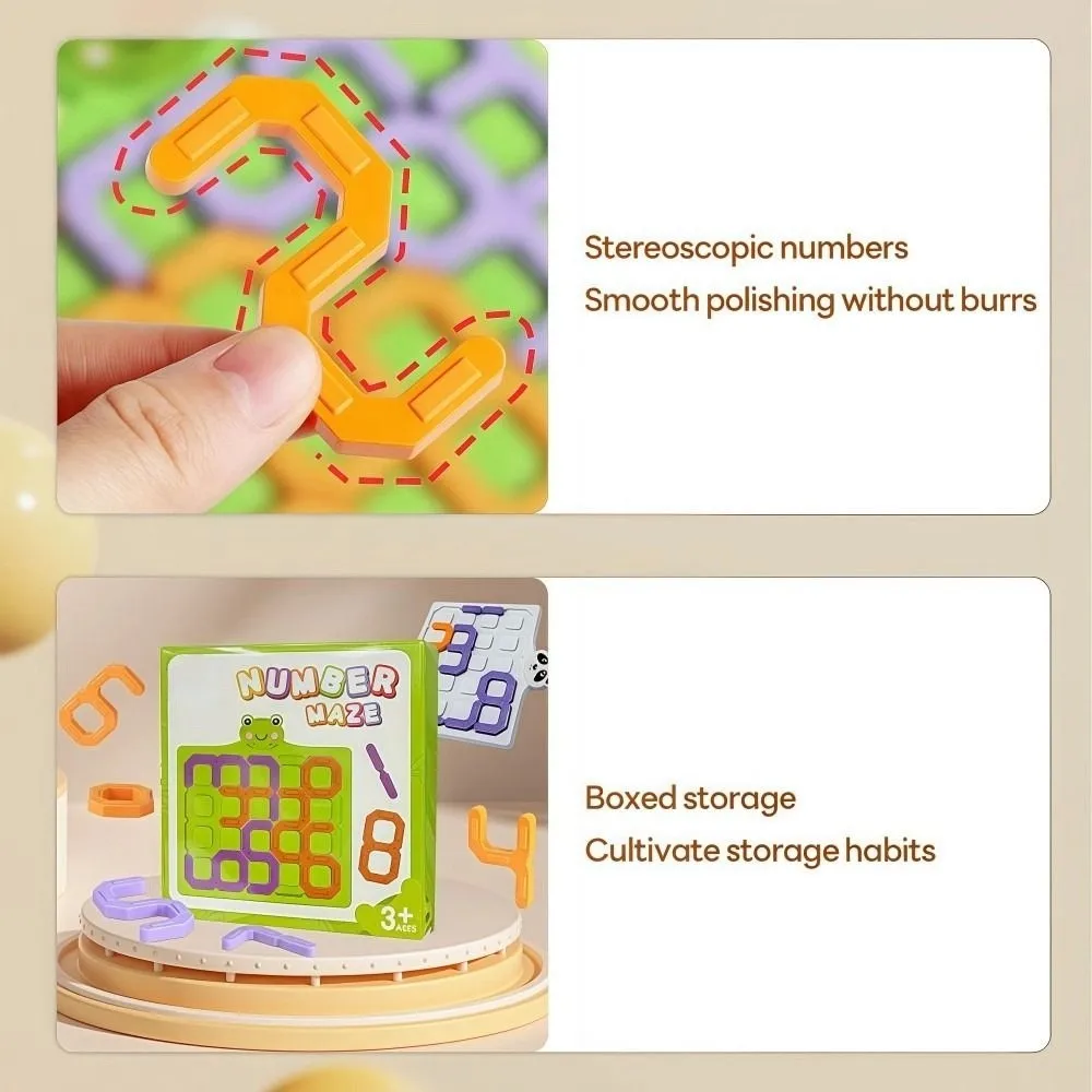 Quebra-cabeça digital de desenho animado, jogo numeber, treinamento cerebral, labirinto, placa de quebra-cabeça, educação precoce, formato multifuncional, bloco de correspondência
