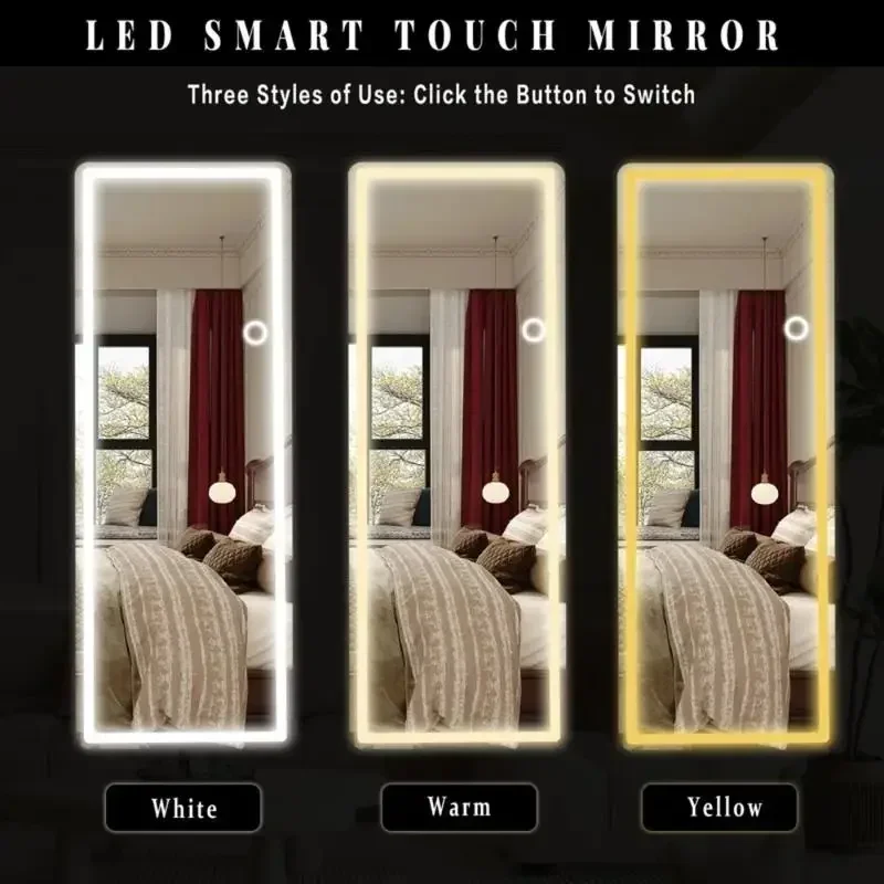 [Live5]64"x21"Full Length Mirror with LED Lights, 3 Color Lighting,  Lighted Floor Standing Mirror Wall Mounted Hanging Mirror