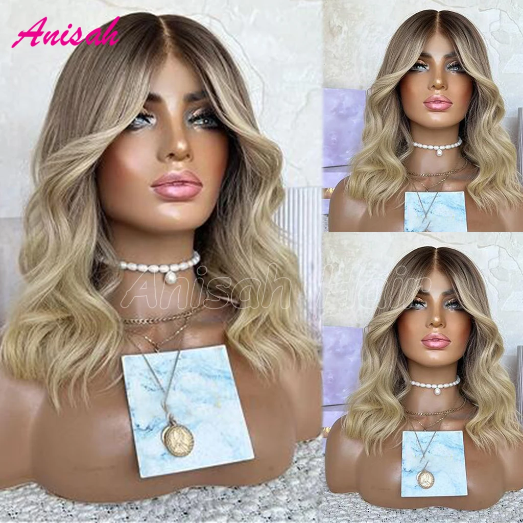 Ombre Blonde 13x4 HD Transparent Lace Frontal Human Hair Wigs For Women Glueless Virgin Brazilian Hair Body Wave Lace Front Wigs