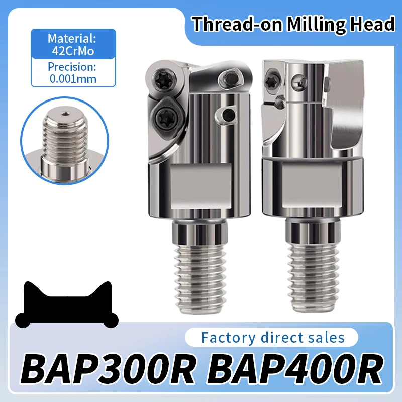 BAP300R/400R Lock Tooth Milling Cutter Head CNC Threaded Shock‑Resistant Tool Holder Fit APMT1604 APMT1135 Inserts