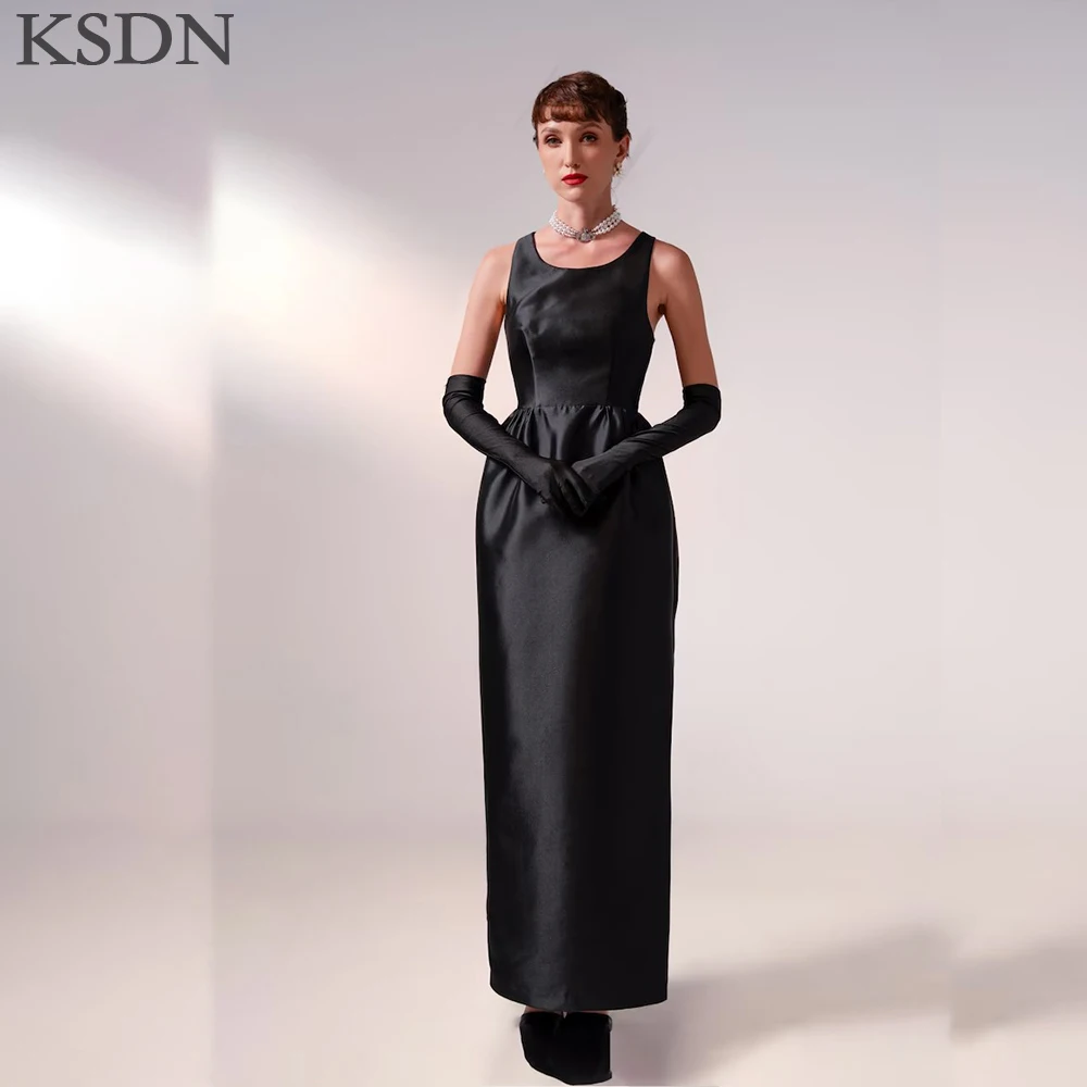 

KSDN Formal Black Evening Dresses Fashion Sleeveless Vintage Gowns Special Occasion Prom Dress Customzied Satin Dresses 2025