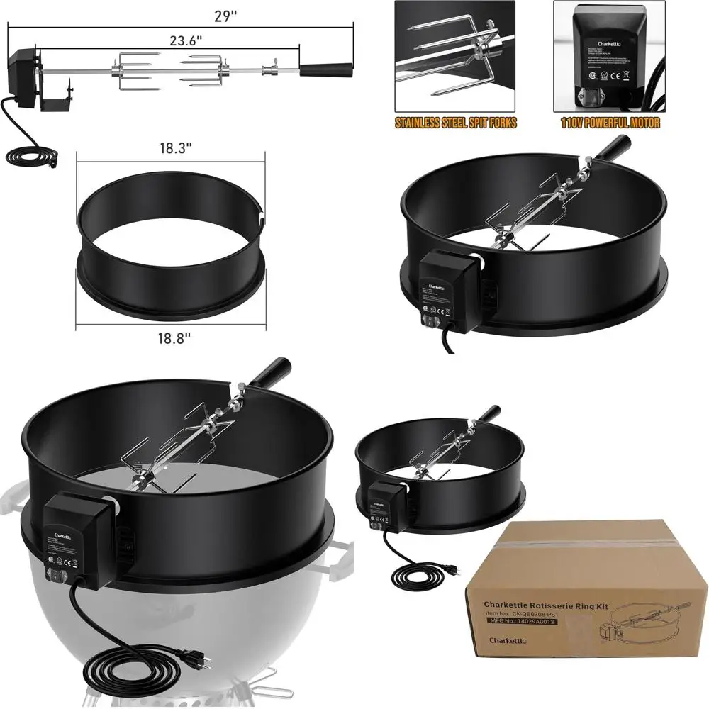 

Weber 18 Compatible Rotisserie Kit, Black Steel BBQ Grill Kit for Kettle Grills