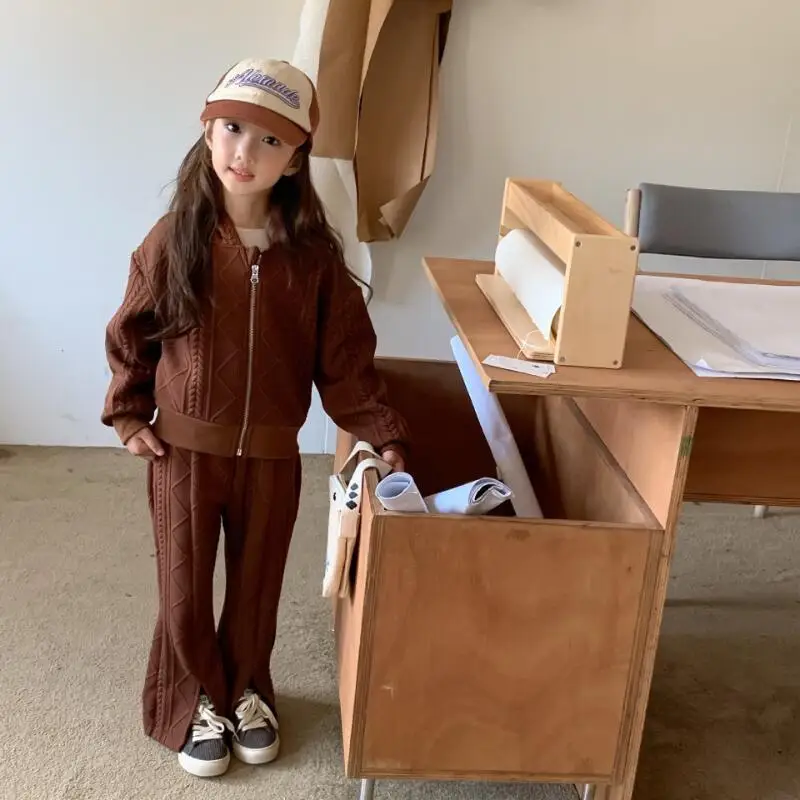 

Kawaii модный свитер для девочек, комплект со штанами, студенческий весенне-осенний повседневный топ с капюшоном, длинные штаны, комплект из 2 предметов, детская одежда