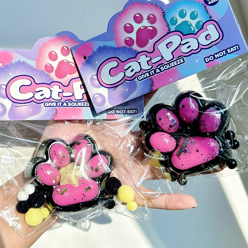 Creative TPR สีดําบีบ Cat PAW ช้า Rebound ของเล่นหยิก Cat PAW Decompressing ของเล่นเหนียวความเครียดบรรเทาผ่อนคลายของเล่น