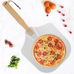 Pizza spatula metal strip foldable wooden handle nonstick pizza spatula for pizza oven pizza turning tool baking pastry tool