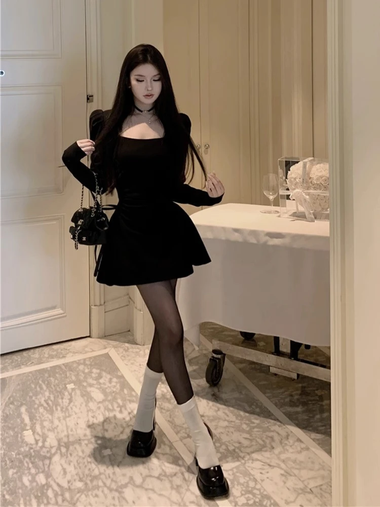 Vestidos de manga comprida vestido feminino senhora outono modal bege smocking ruched cintura-equipado meio gola alta clássico minimalista simples