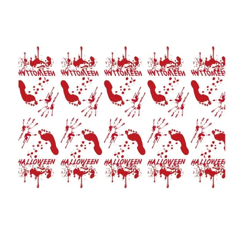 

39BD Bloody Hand Print Table Cover Disposable Halloween Tablecloth for Dinner Party Scary Movies Table Decorations