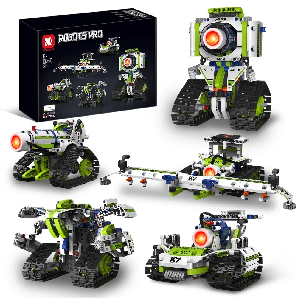 K96158 337PCS 5-in-1 elektrische afstandsbediening Programmeerbare robot STEM Educatief coderingsspeelgoed met digitaal display