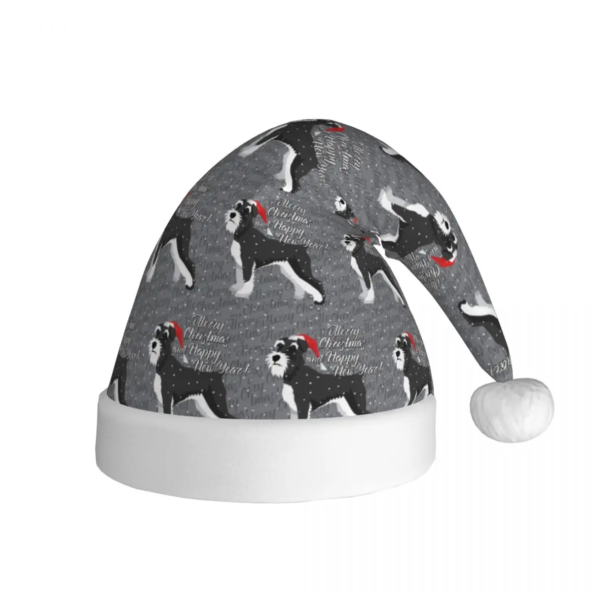 Miniature Schnauzer Christmas Hats for Adult Men Women Gift for Animal Dog Lover Santa Hat Cap Xmas Decoration Headdress