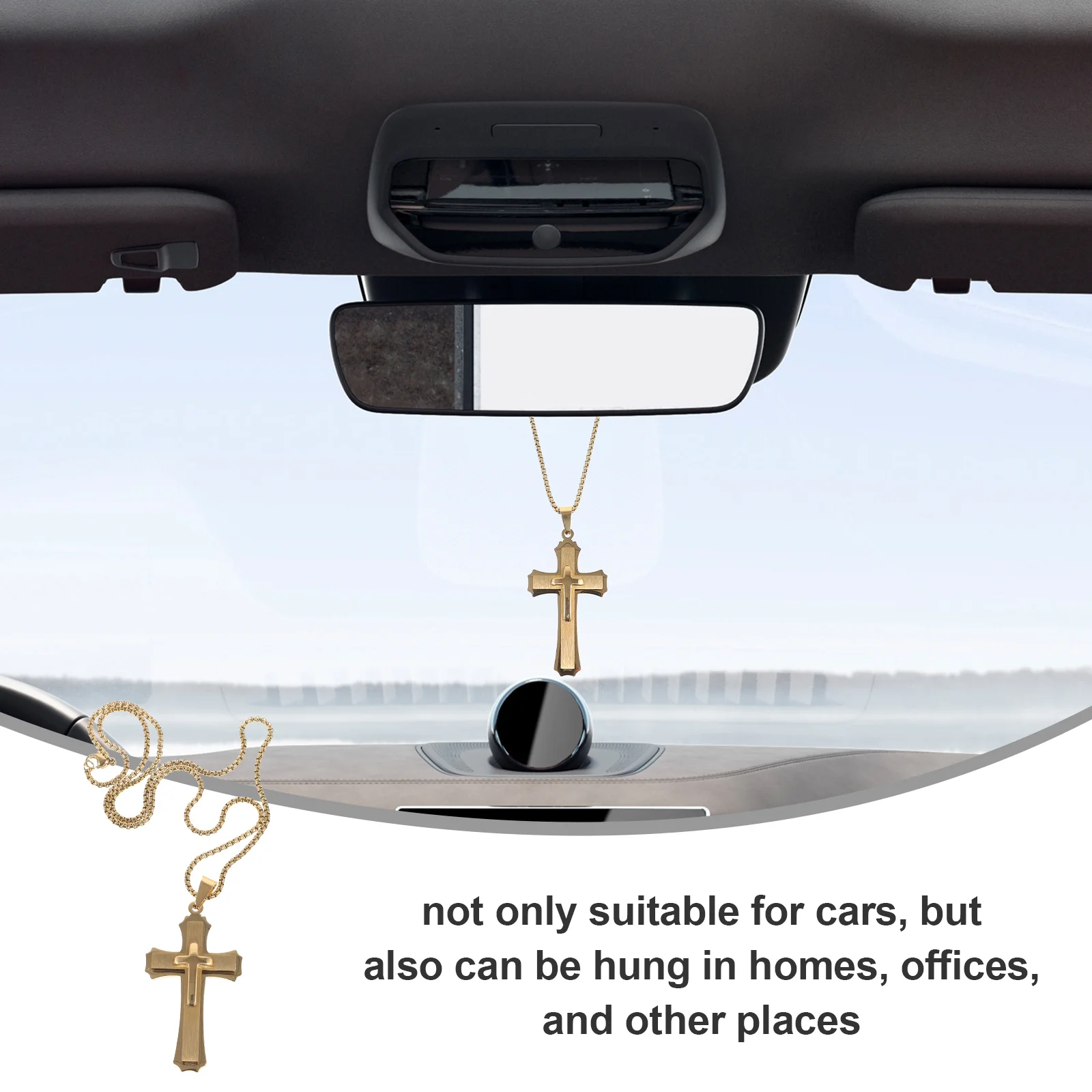 Car Cross Mirror Pendant Decor Rear View inside The Decoration Plaster Accessories Hanging Supply Ornament