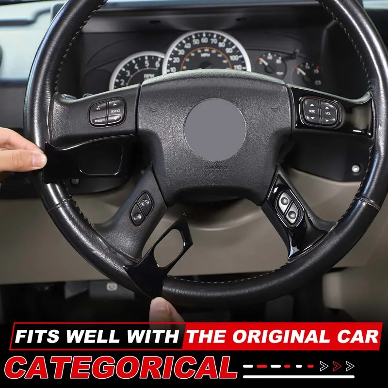 For Hummer H2 2003 2004 2005 2006 2007 PVC Black Carbon Fiber Car Steering Wheel Cover Trim Sticker Decoration Accessories 4pcs