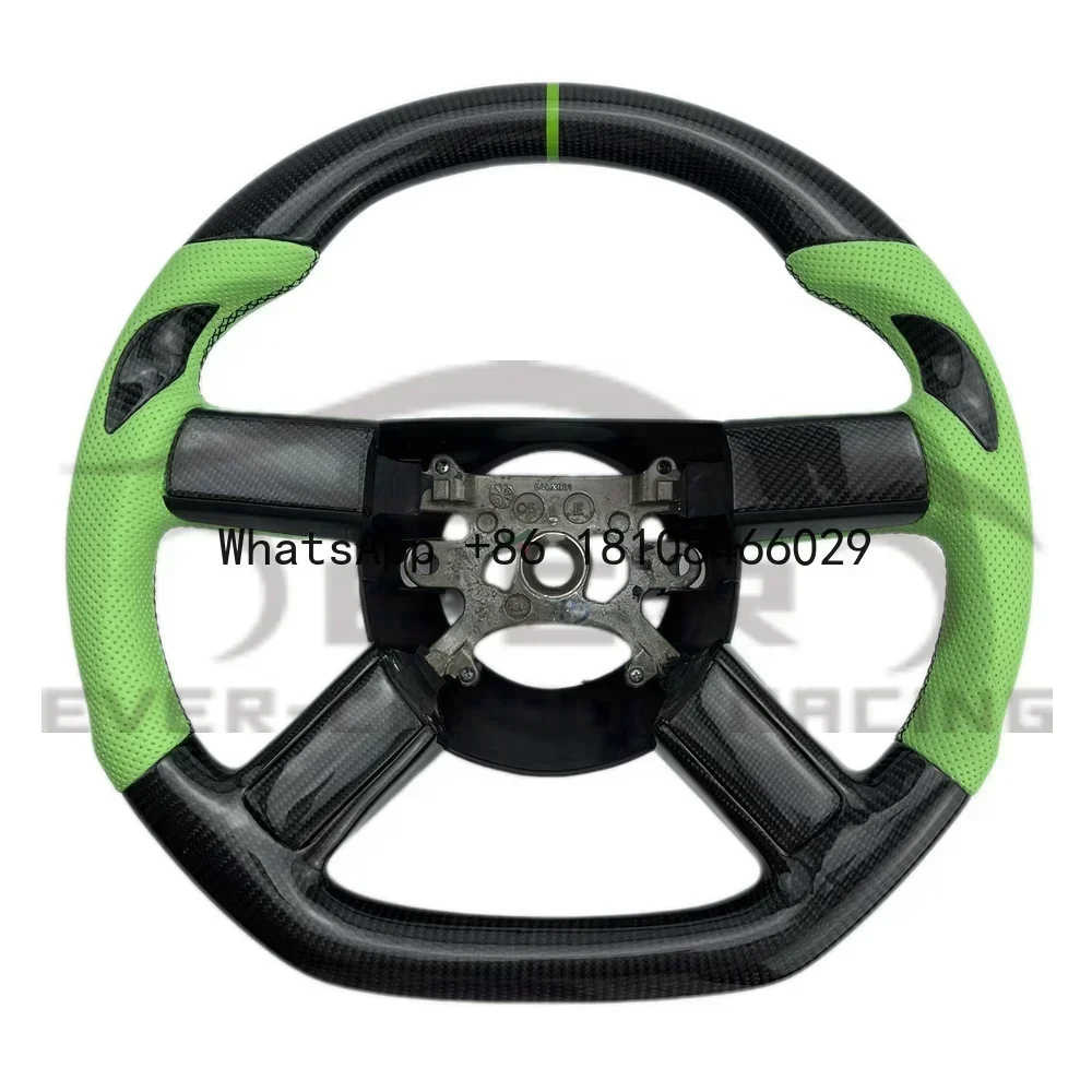 Ever-Carbon Racing ECR Best Selling Green Perforated Leather Carbon Fiber Steering Wheel For Chrysler 300c