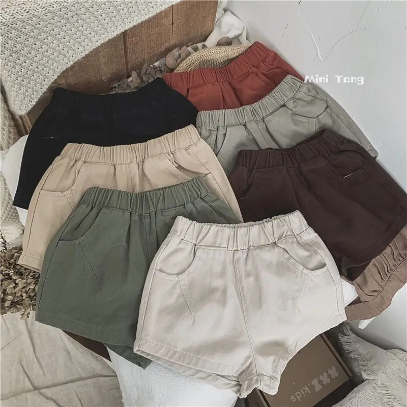 Kids Pants Children Clothing Pinkycolor Casual Pants Korean Boys Girls Baby Shorts Summer Retro Style Simple 2024 Solid