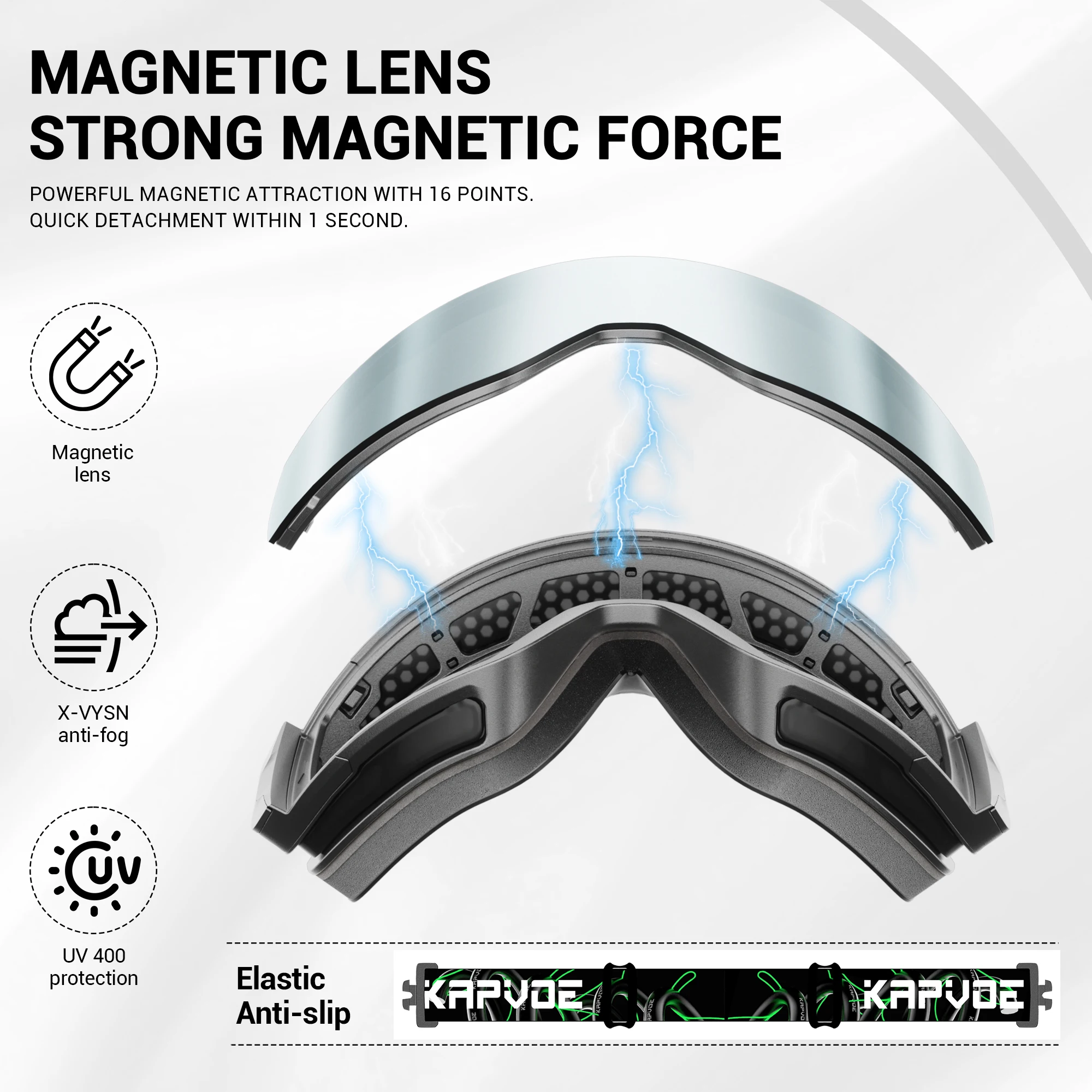 نظارات تزلج من KAPVOE نظارات تزلج مضادة للضباب نظارات فوتوكروميك للرياضات الخارجية نظارات مغناطيسية للشتاء على الجليد معدات الثلج #4