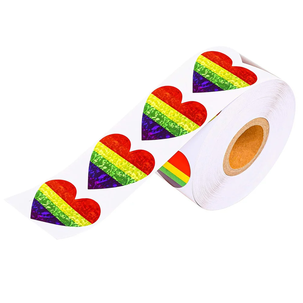 

Valentine's Day Heart Stickers 1.5in Rainbow Sealing Decal Creative Gift Wrapping Adhesive Label Sealing Sticker