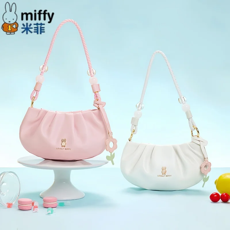 

Miffy Pleated Cloud Bag New Sweet Underarm Bag Simple Trendy Versatile Crossbody Charm Collectible Gift Series Ornaments