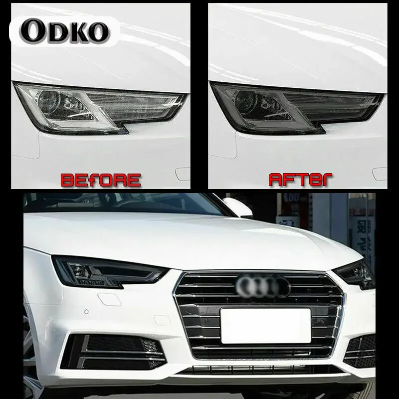 

New Car LH+RH Smoke TPU Headlights Protective Precut Film Sticker Cover Trim Fit For Audi Q2