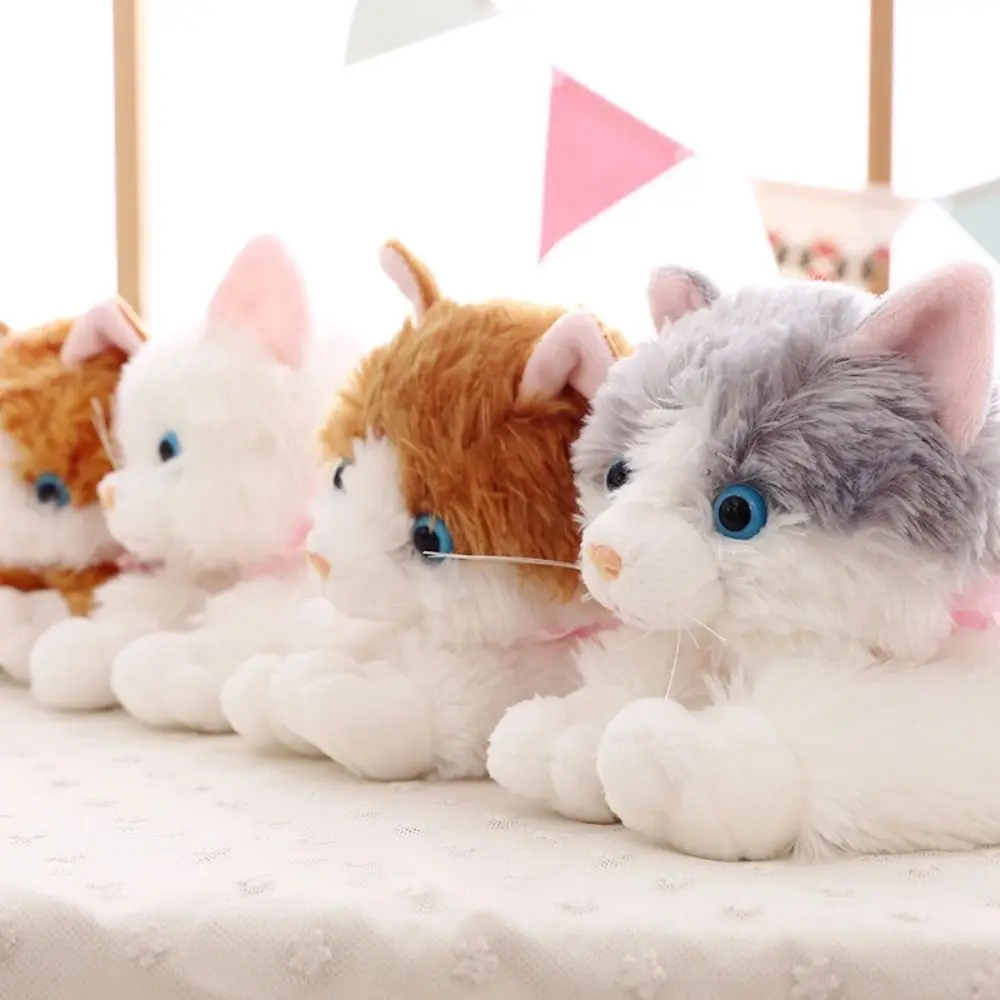 Cute 30CM Simulation Cat Soft Fluffy Realistic Meowing Cat Kitten Cuddle Pillow Soothing