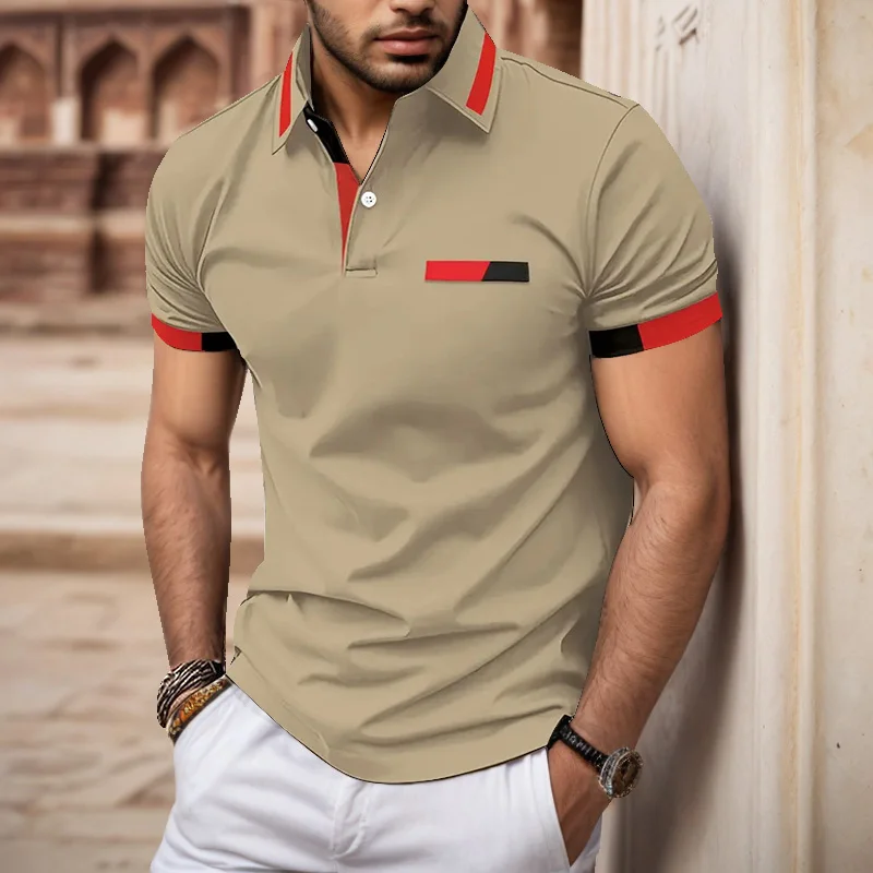 Polo de manga corta con bolsillo y cuello a rayas para hombre, Top informal con estampado Digital 3D personalizado, novedad de verano 2024