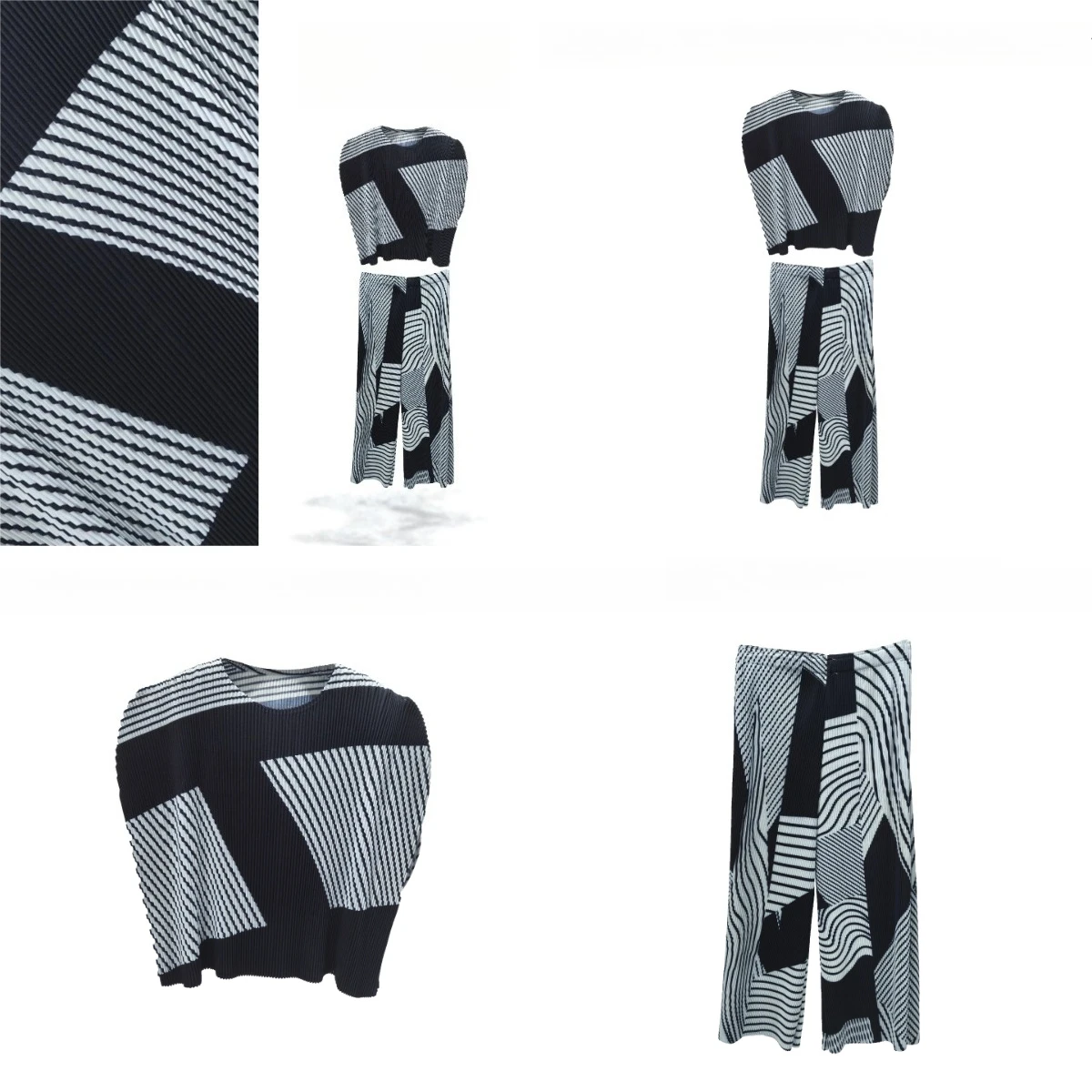 

Miyake Pleated 2025 New Spring and Autumn Suit Women Loose Fashion Pleated Commuter Casual Apple Shirt Two-piece Thick Pleated