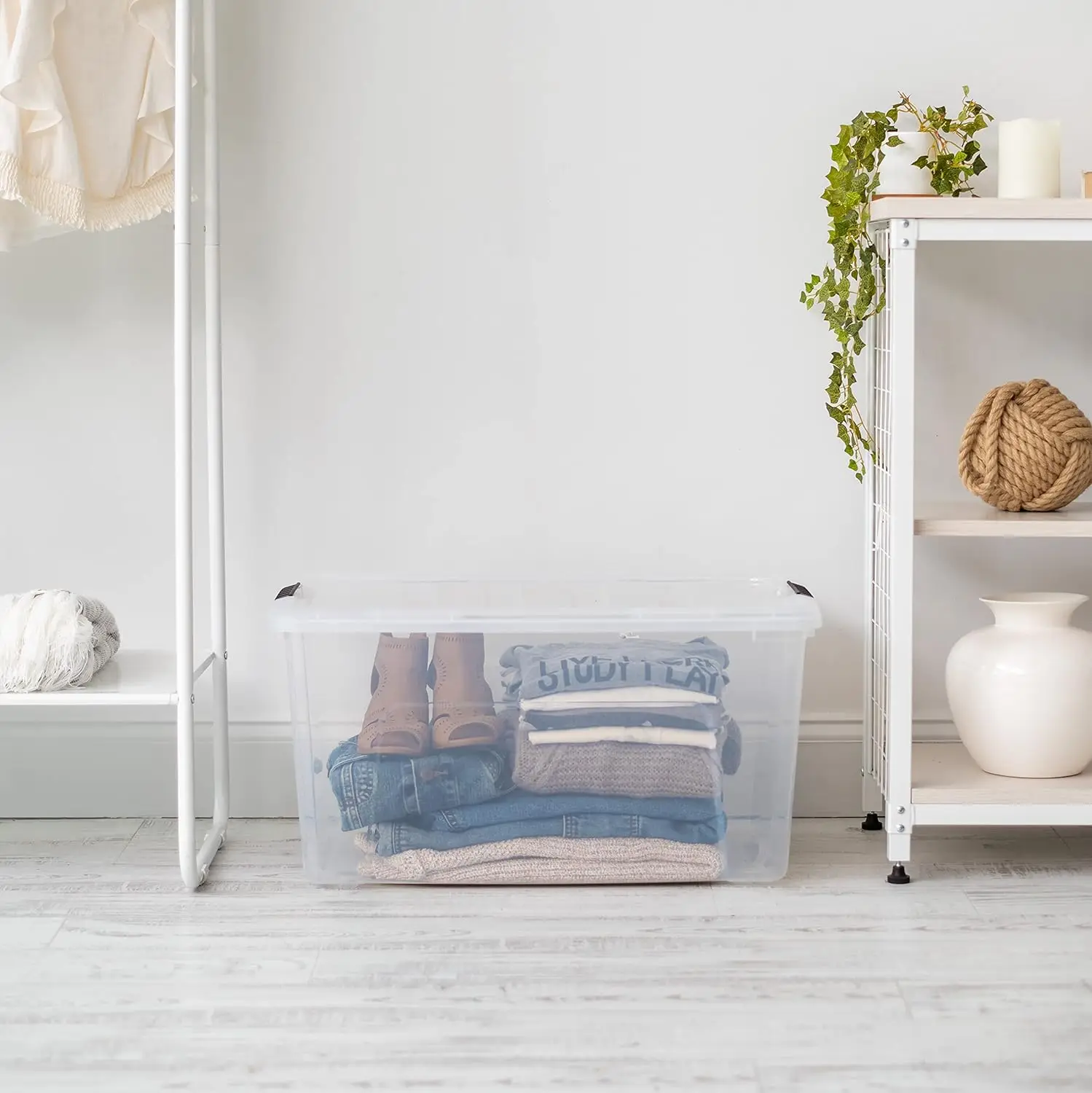 72 QT Clear Plastic Storage Box with Lid, Stackable & Nestable, BPA-Free, 4-Pack for Home Organization