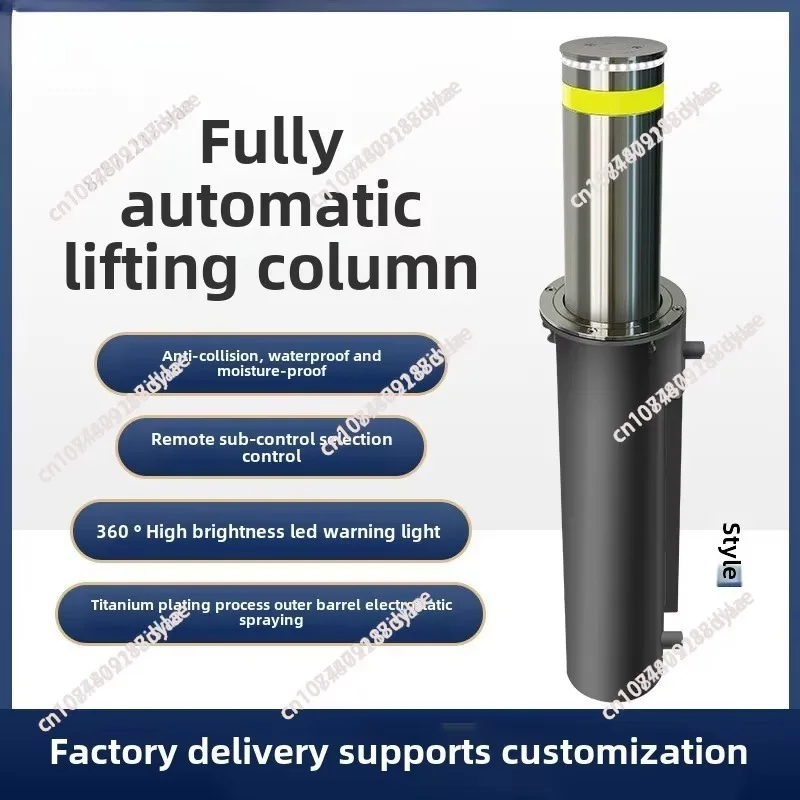 Automatic Hydraulic Stainless Steel Lifting Column Electric Remote Control Banking Mall Protection Equipment LED Reflective