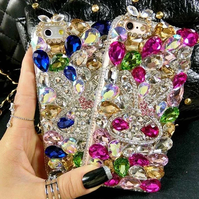 Bling Crystal Rhinestone Color Diamond Love Heart Phone Case Cover For iphone16 15Plus 14 13 Pro 12 Mini 11Pro MAX XSMAX XR PLUS