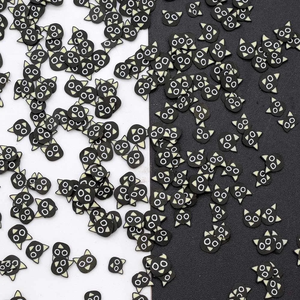 100g/Lot Polymer Cute Halloween Bat Cat Rip Clay Slices Sprinkles  for Crafts Making Nail Art ,Scrapbook DIY