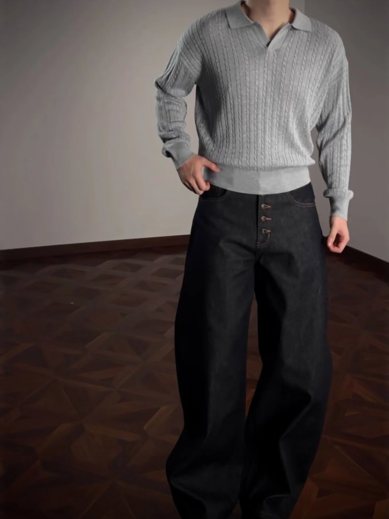 

Мужской вязаный свитер с V-образным вырезом и узором «косы», повседневный, с длинным рукавом, теплый, для осени и зимы, Cleanfit, верхняя одежда для пар