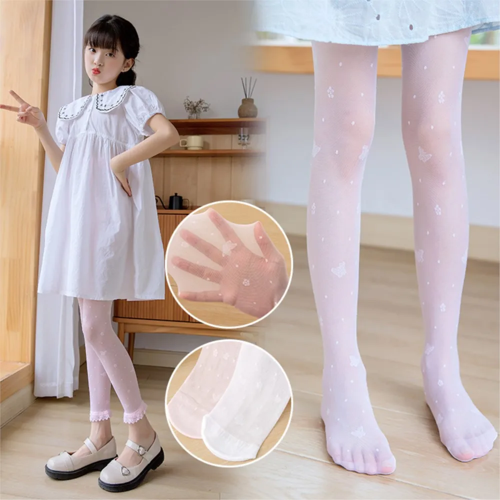 Girl Tight section butterfly lace stockings baby girls tights prevent hook lace anti-mosquito pants render stocking