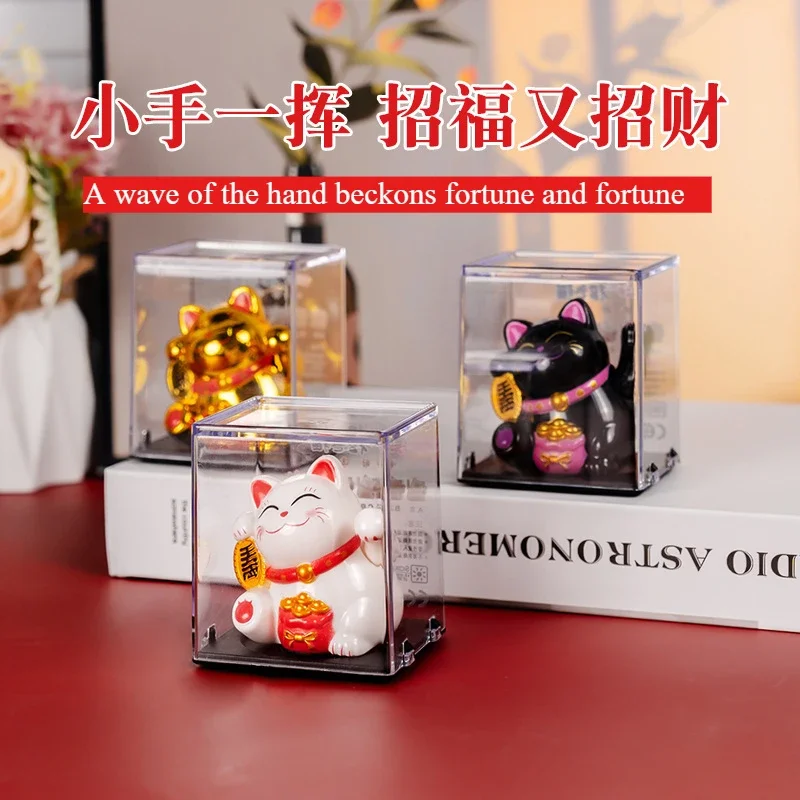 Creative cute solar fortune cat car decoration automatically beckons shop opening office workstation