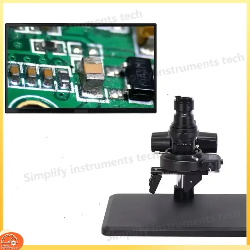 0.7X-5X Adjustable Continuous Zoom Digital Microscope with HDMI VGA USB Output for Industrial Inspection 3D 2D FHD Microscopy