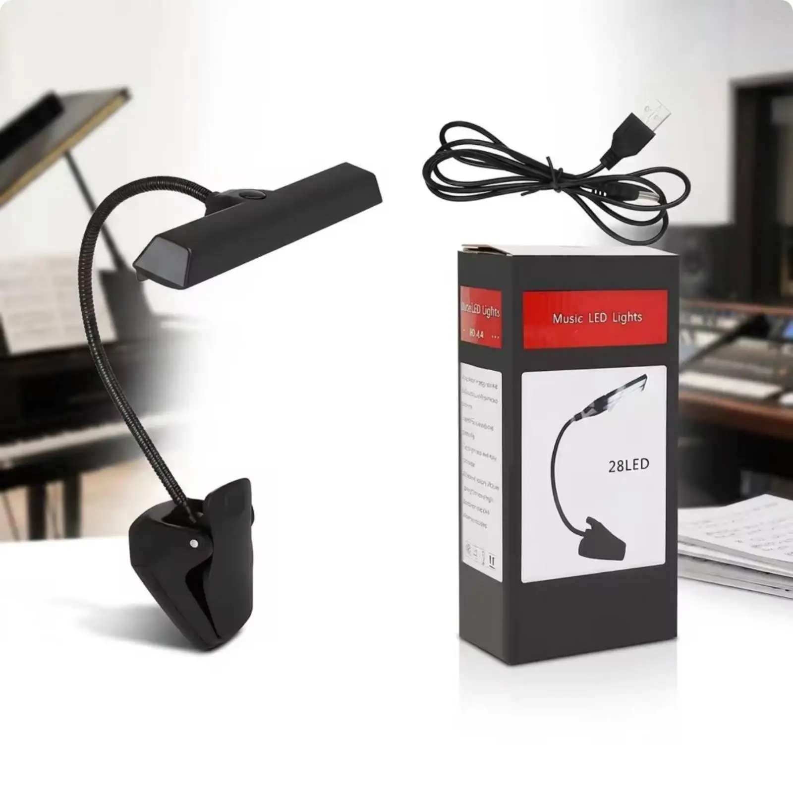 Clamp-on Music Stand Light Black Lighting Accessory Portable