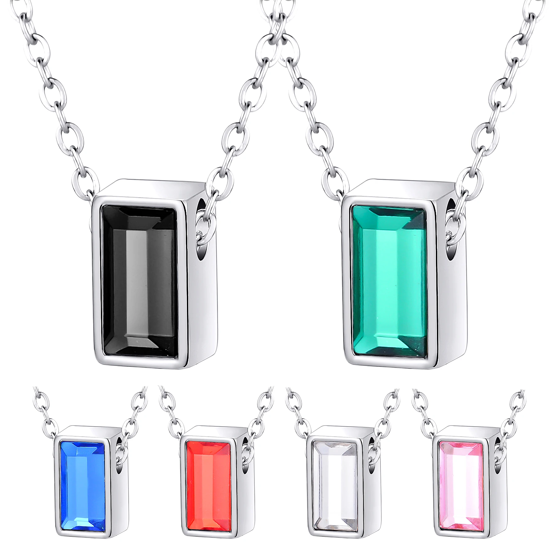 New Stainless Steel Cube Urn Necklace For Ashes with Crystal Cremation Memorial Pendant For Women Girls Keepsake Jewelry Gifts