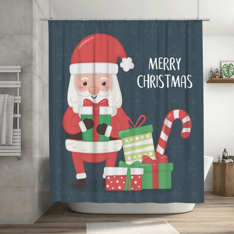 

TU Рождественская занавеска для душа Праздничный Рождественский набор декора для ванной комнаты Водонепроницаемый праздничный домашний декор Подарочный узор для женщин