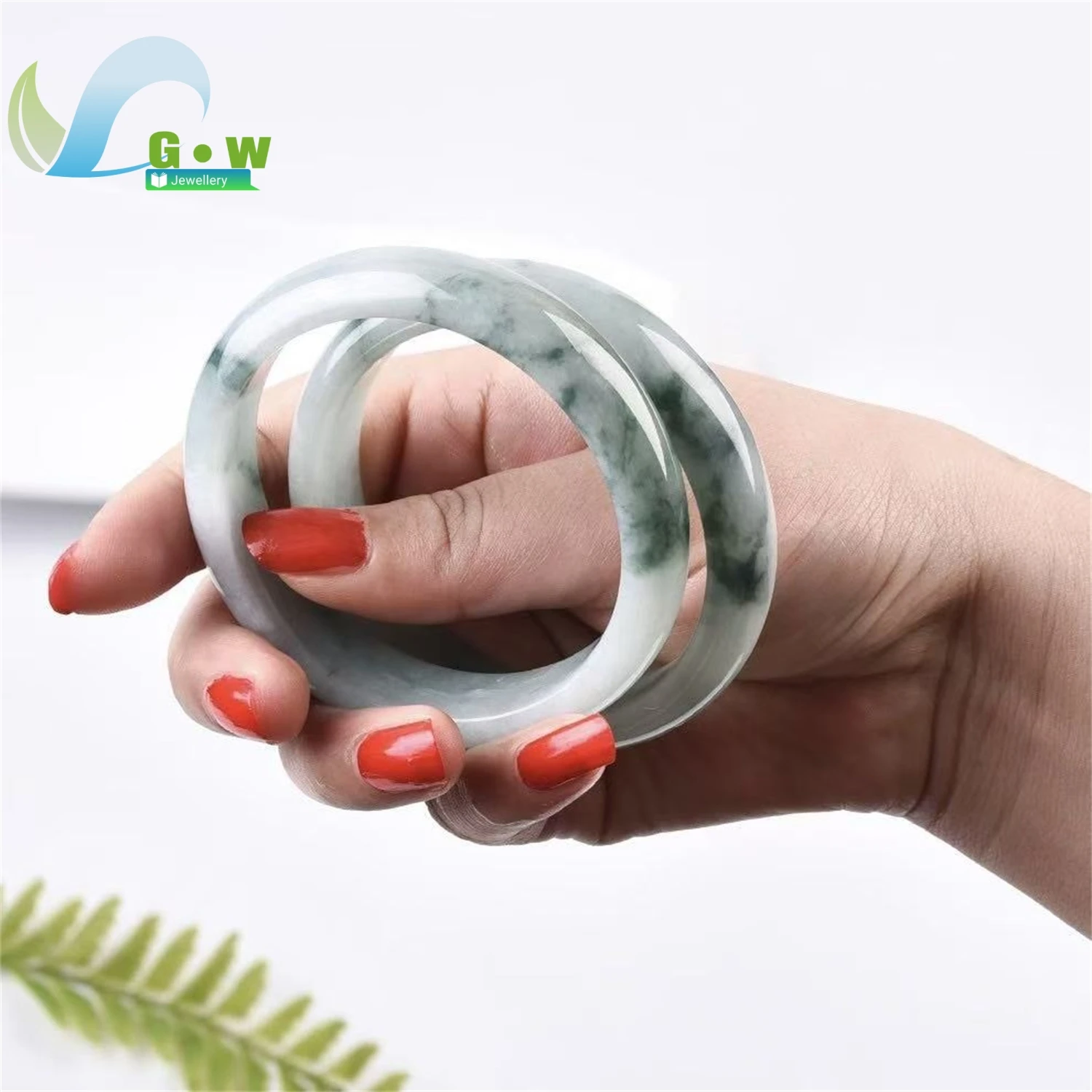 Natural A Grade Translucent Floating Floral Jadeite Bangle Women's Daily Classic Minimalist Style Ethnic Style Jewelry Gift
