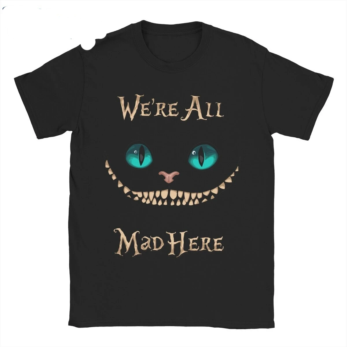 Women's Alice In Wonderland Cheshire Cat T Shirt 100% Cotton Clothes Crazy Short Sleeve Crew Neck Tee Shirt Summer T-Shirt 70290