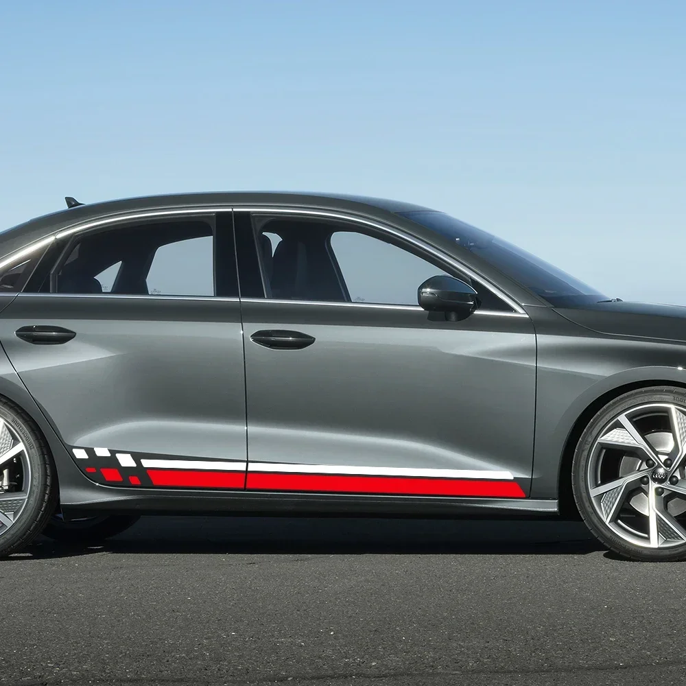 

Наклейка на боковую юбку двери автомобиля, внешние наклейки, автоаксессуары для Audi A3 8P 8V 8L 8Y Sedan S3 TFSI Sportback RS3 Limousine TDI