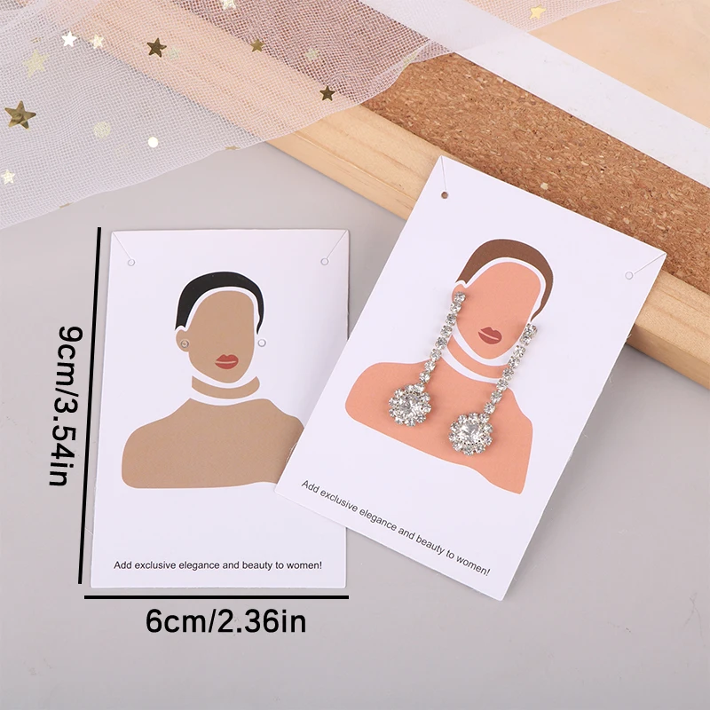 50Pcs persone faccia orecchino Display carta stampa carta Vintage ragazza modello collana orecchini imballaggio carta espositore gioielli