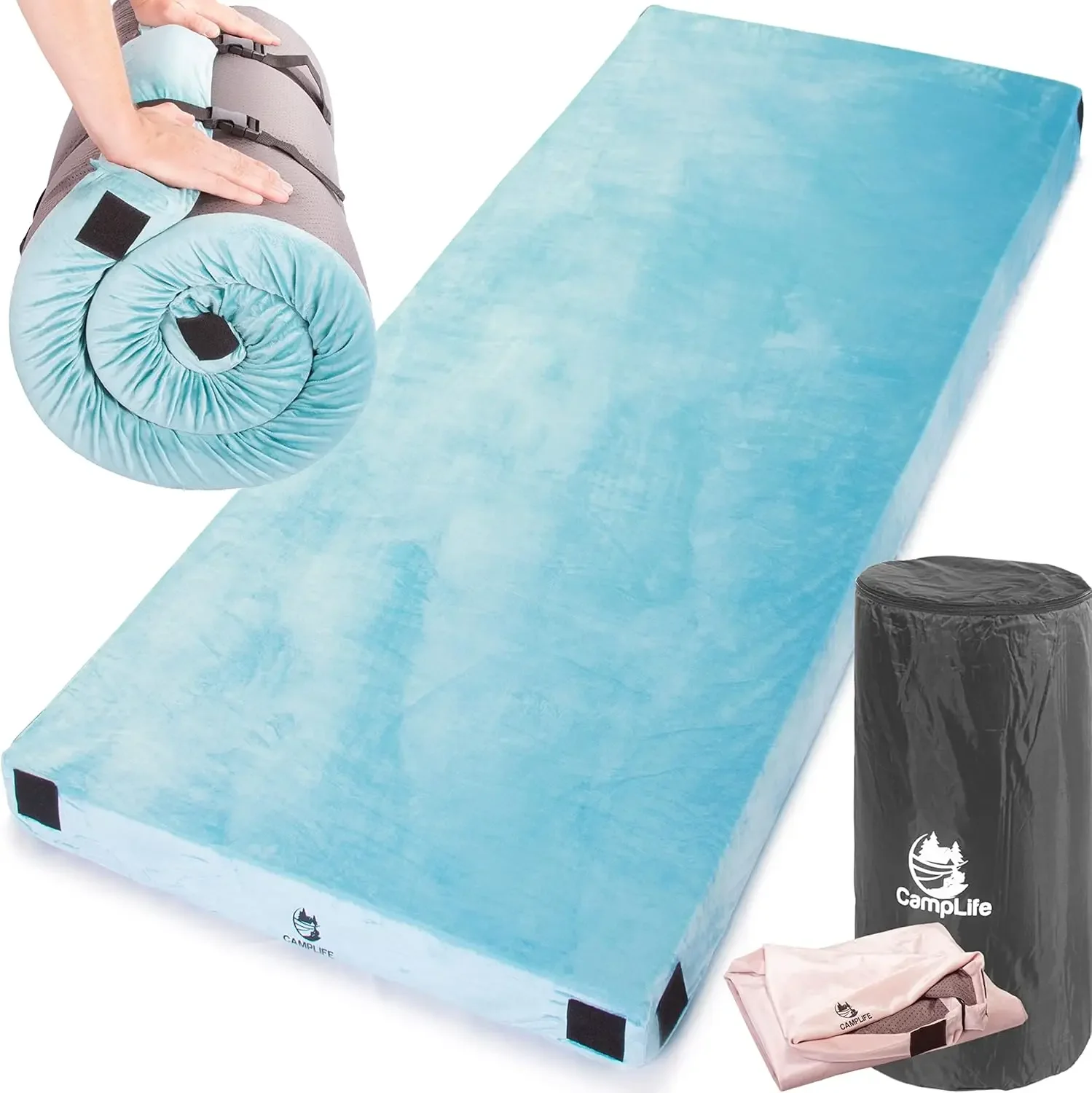 

Foam Camping Mattress CertiPUR-US Certified Most Comfortable Camping Pad with Carry Bag Travel Roll Up Mat Removable Wate