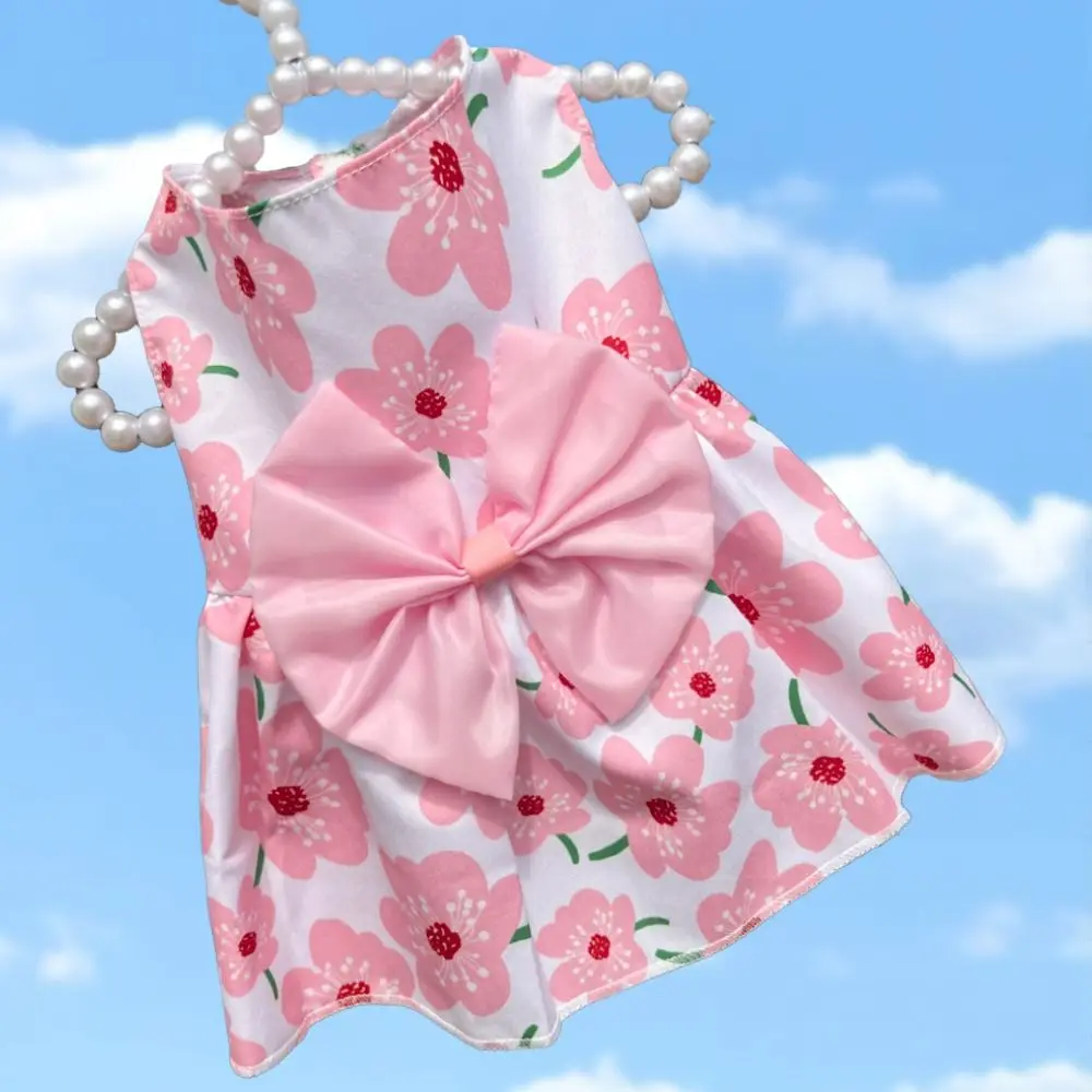 Robe pour chat et chien à imprimé floral, jupe papillon mignonne, jupe de princesse pour chiot, jupe pour animal de compagnie avec nœud papillon, robe pour chaton et chien