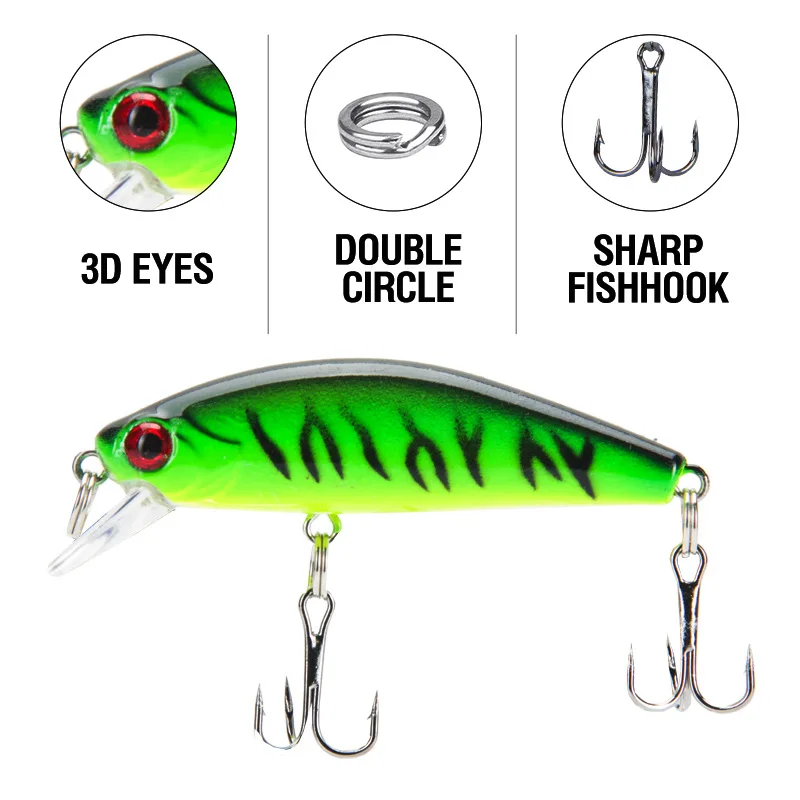 1 Pcs 55mm 6g Minnow Lure Sinking Fishing Artificial Bait Hard Plastic Wobbler Fishing Pesca Trout Bass Lure Fishing Bait