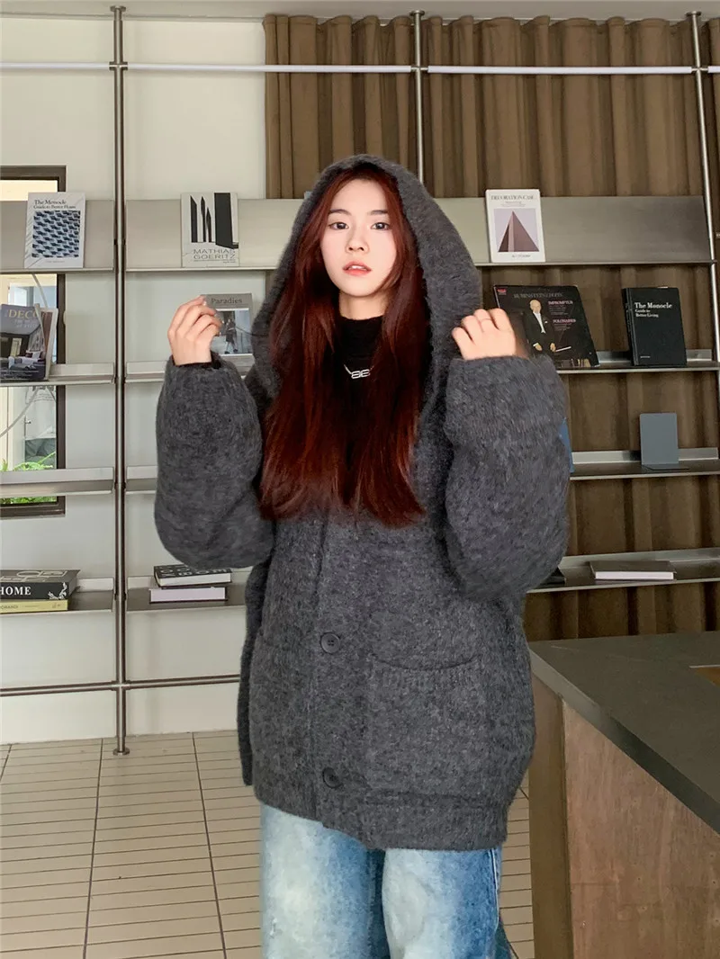 

Мужская толстовка с капюшоном American Sle Heavyweight ey, осенне-зимняя повседневная вязаная свободная верхняя одежда для ленивых, удобное полиэфирное волокно