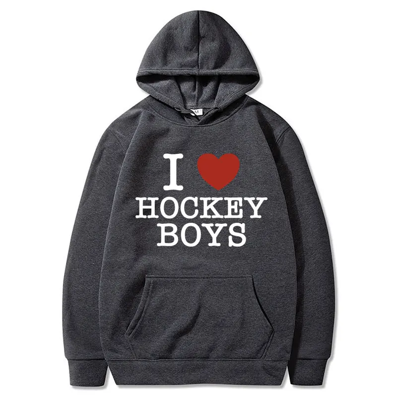 Sweat à capuche I Love Hockey Boys pour hommes et femmes, pulls chimressés, sweat à capuche décontracté Hip Hop Smile, streetwear graphique drôle