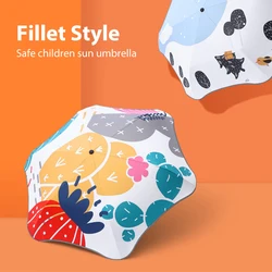 Cartoon Folding Umbrella for Girls Safe Filler Edge UV Sun Shade Umbrella Parasol 6 Ribs Windproof Summer Umbrella Rain UPF50+