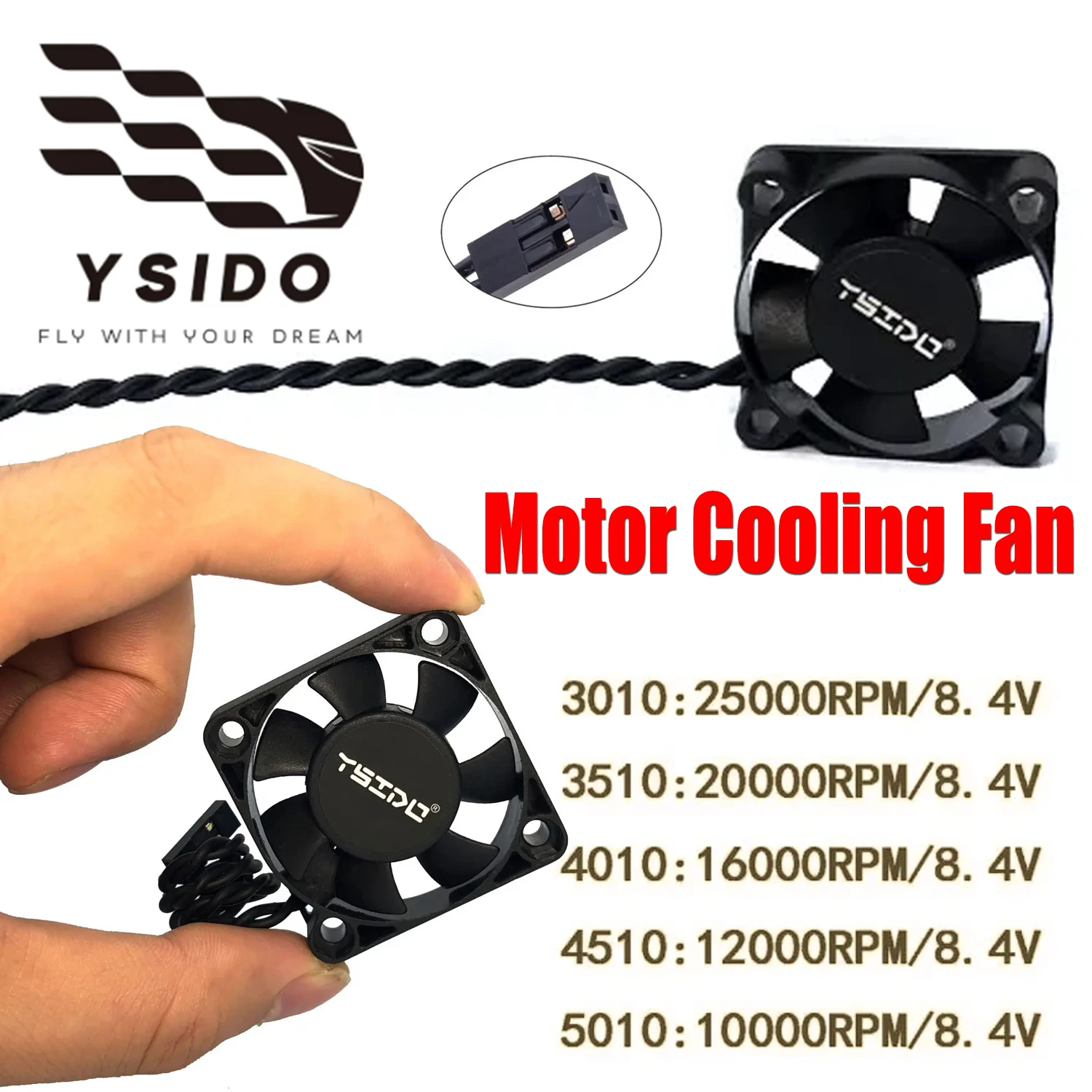 YSIDO 30mm 35mm 40mm 50mm RC Auto Motor Kühlventilator für 1/8 1/10 1/12 RC Auto 540 550 3650 3660 3665 4068 4274 Bürstenloser Motor