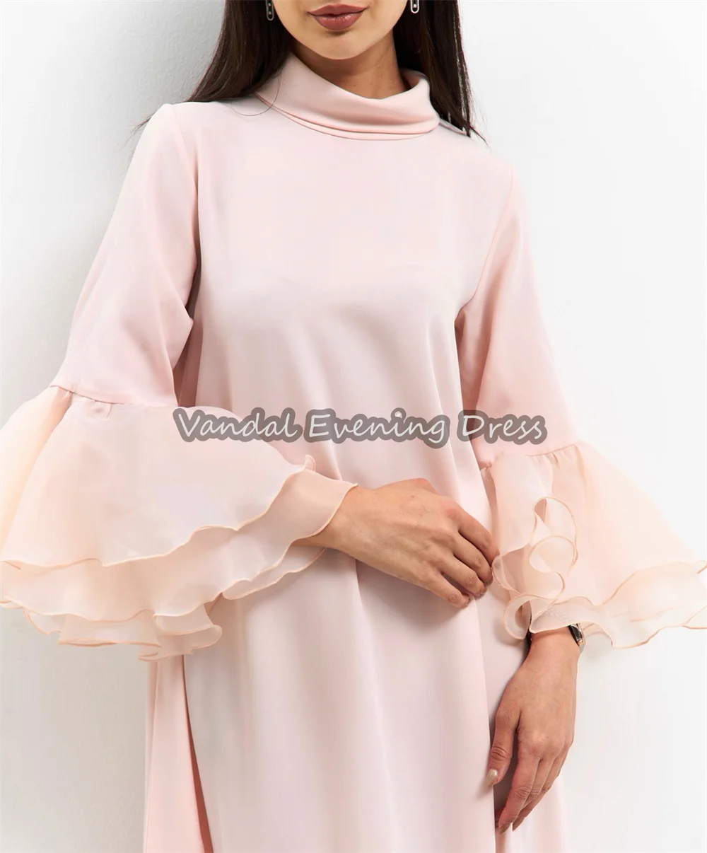 Vindal Crêpe A-lijn O-hals Lange Mouwen Eenvoudige Avondjurken Voor Vrouwen 2025, Met Enkellange Saudi Elegante Feestjurk