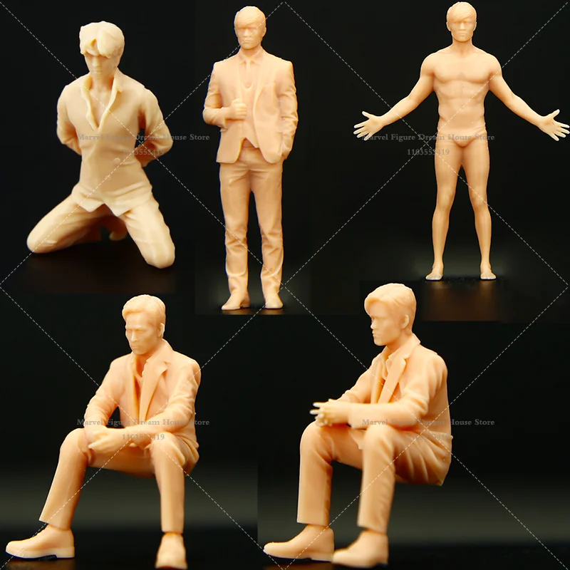1/64 1/43  Scale Miniature Scene Dolls Un-panited White Figure Mini Model Manservant Flunkey Male Servitor Footman Houseboy