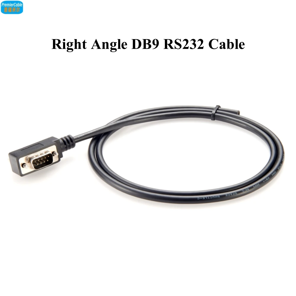 90 Degree Right Angle Single Ended RS232 Serial Cable DB9 9 Pin male 1 Meter Slim DB9 Right Angle Low Profile Cable