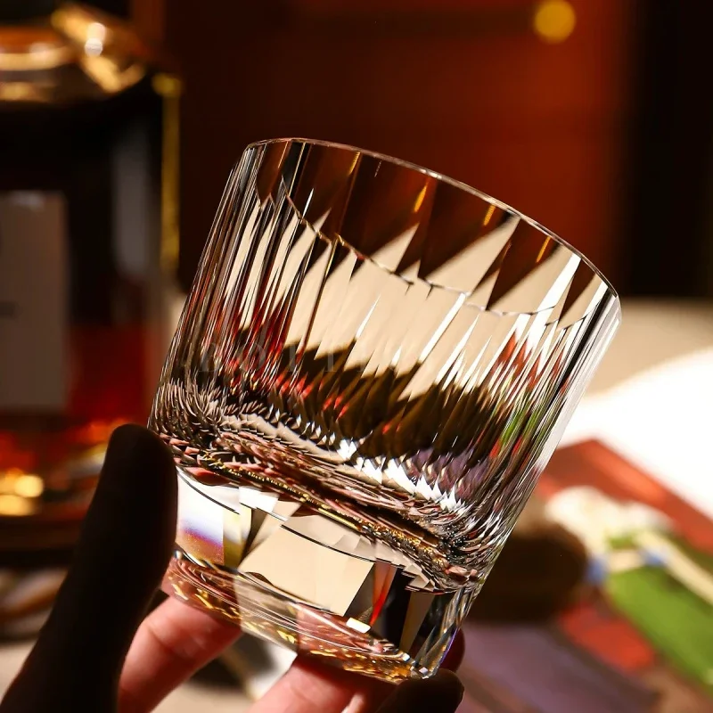 Crystal Whiskey Glasses Diamond Cut Ancient Rome Art Handcrafted Old Fashioned Whisky Birthday Gift Wineglass Dropshipping